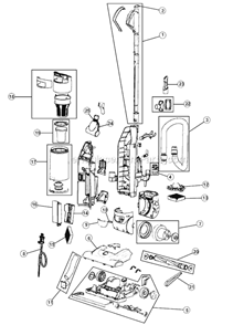 Part Location Diagram of 2JZ0300000 Dirt Devil Motor Assembly
